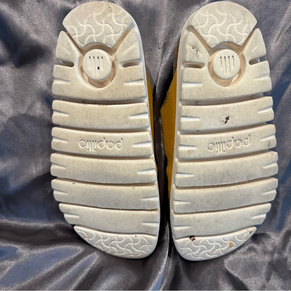 Birkenstock Papillio size 38 Suede Arizona Platform Sandals Gold Buckles w/ box - Picture 2 of 12